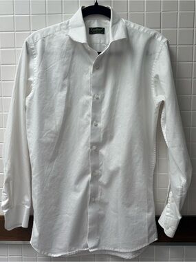 Excelsior Small Classic White Men's Button Up Dress Suit Shirt - Long Sleeve